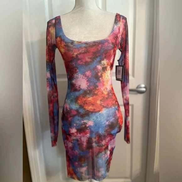 NWT Melissa Simone Yanis Mini Mesh Dress in Multi / Size M - Picture 8 of 16